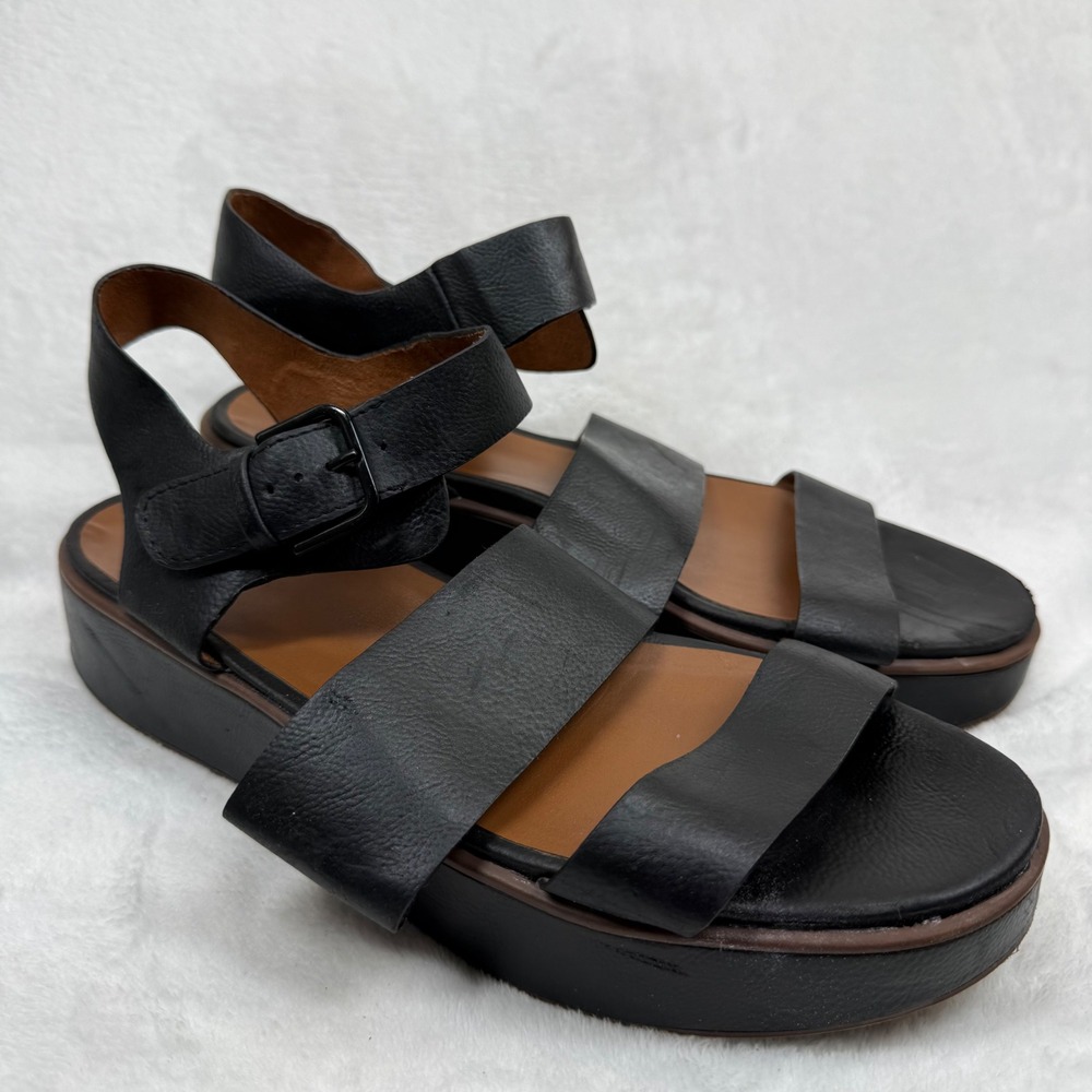 Naturalizer Brooke Black‎ Platform Slingback Sandals Womens 11M Open Toe Buckle